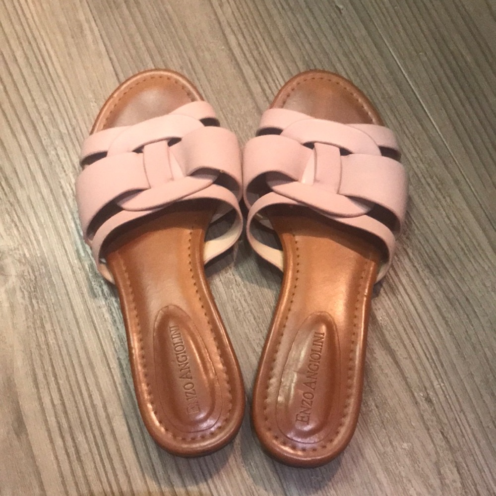 Enzo Angiolini Pink Leather Golda Sandal Slides (Size 8.5)